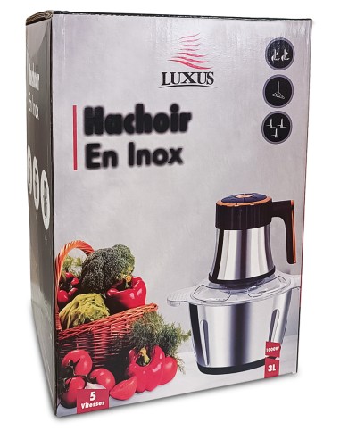 LUXUX HACHOIR EN INOX 3L , 5 VITESSES , 1000W