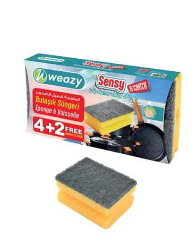 6 EPONGE SENSY A RECURER ABRASIVE WEAZY